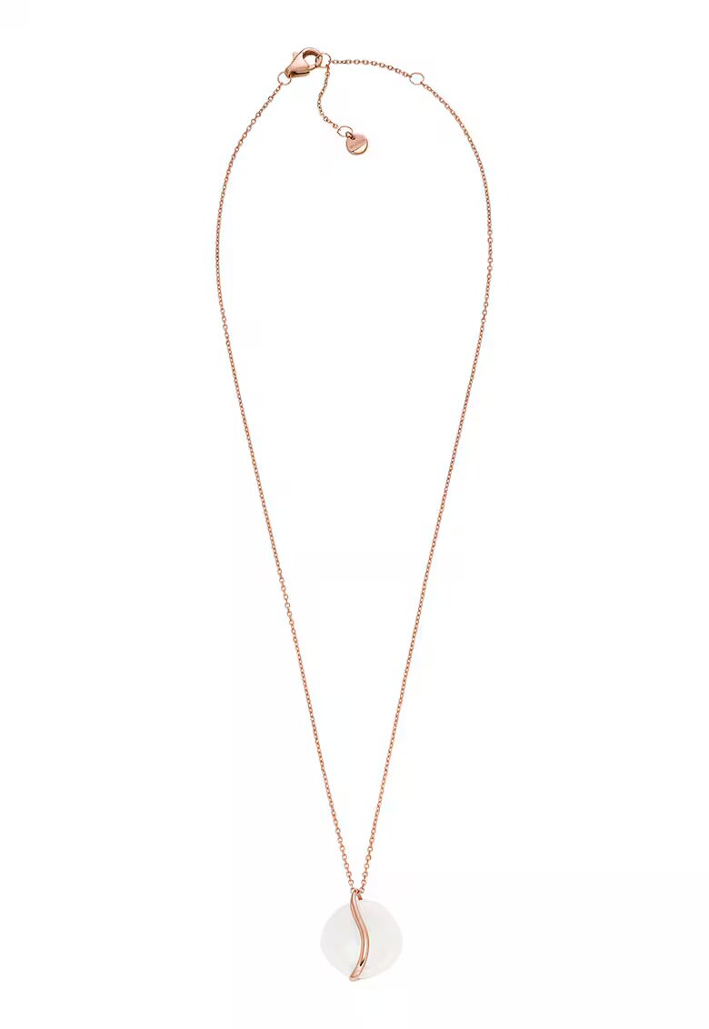 Skagen Colier de otel inoxidabil cu pandantiv - Alb/Auriu rose
