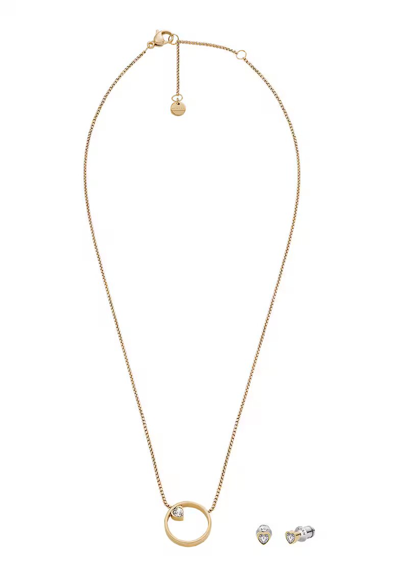 Skagen Set de colier si cercei decorati cu zirconia - Auriu