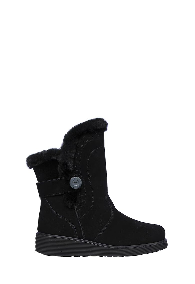 Skechers Cizme wedge mid-calf de piele intoarsa Keepsakes - Negru