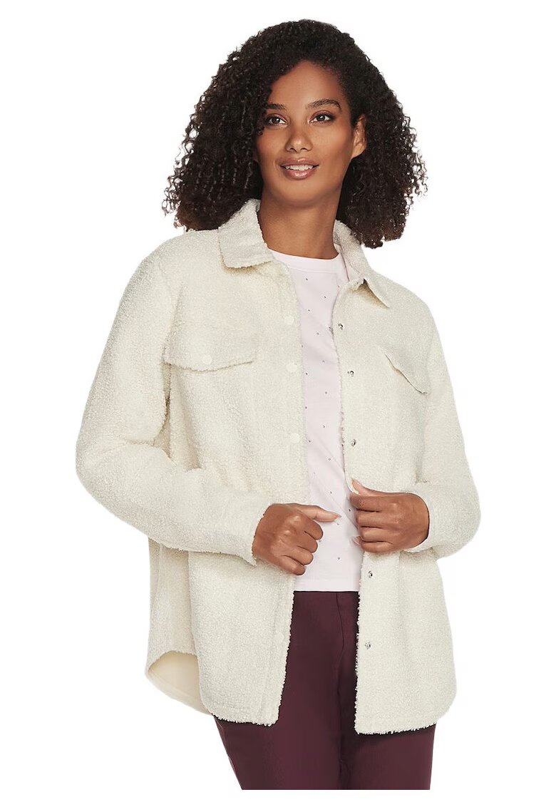Skechers Geaca femei Sherpa Shacket - Alb - Alb