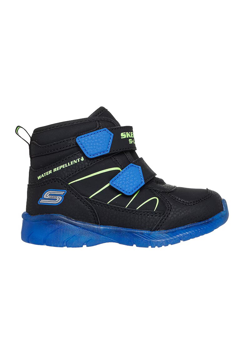 Skechers Ghete cu finisaj rezistent la apa si talpa cu LED Spash Beams - Negru/Albastru