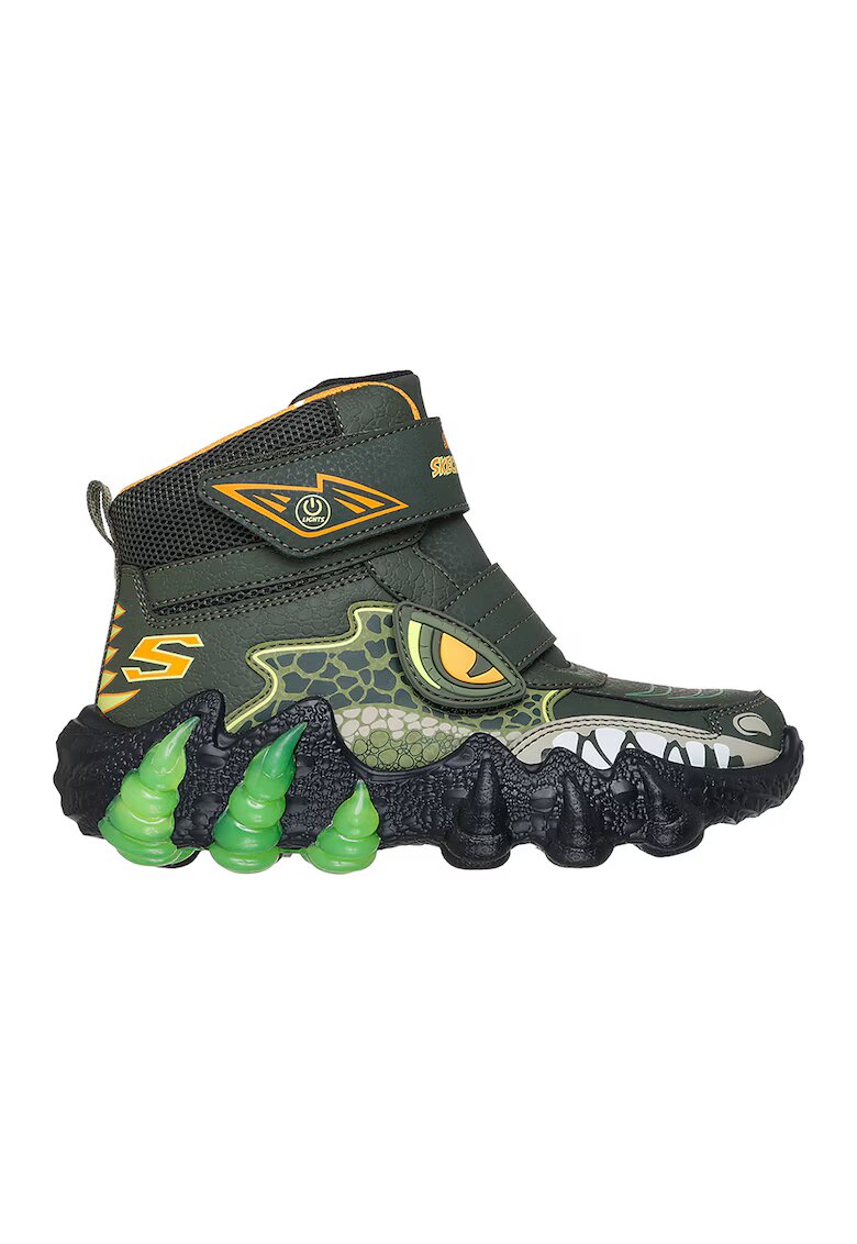 Skechers Ghete cu lumini led - model si velcro - Portocaliu/Verde sparanghel