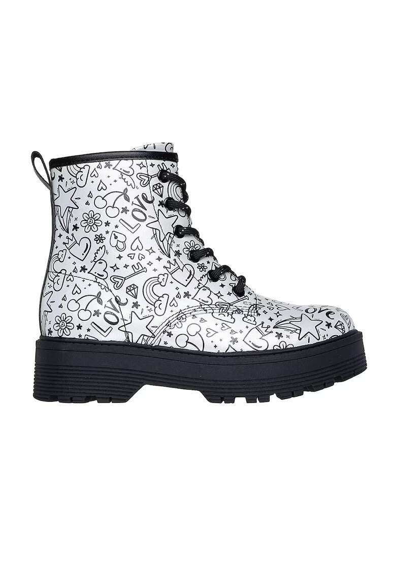 Skechers Ghete cu model si fermoar - Negru/Argintiu