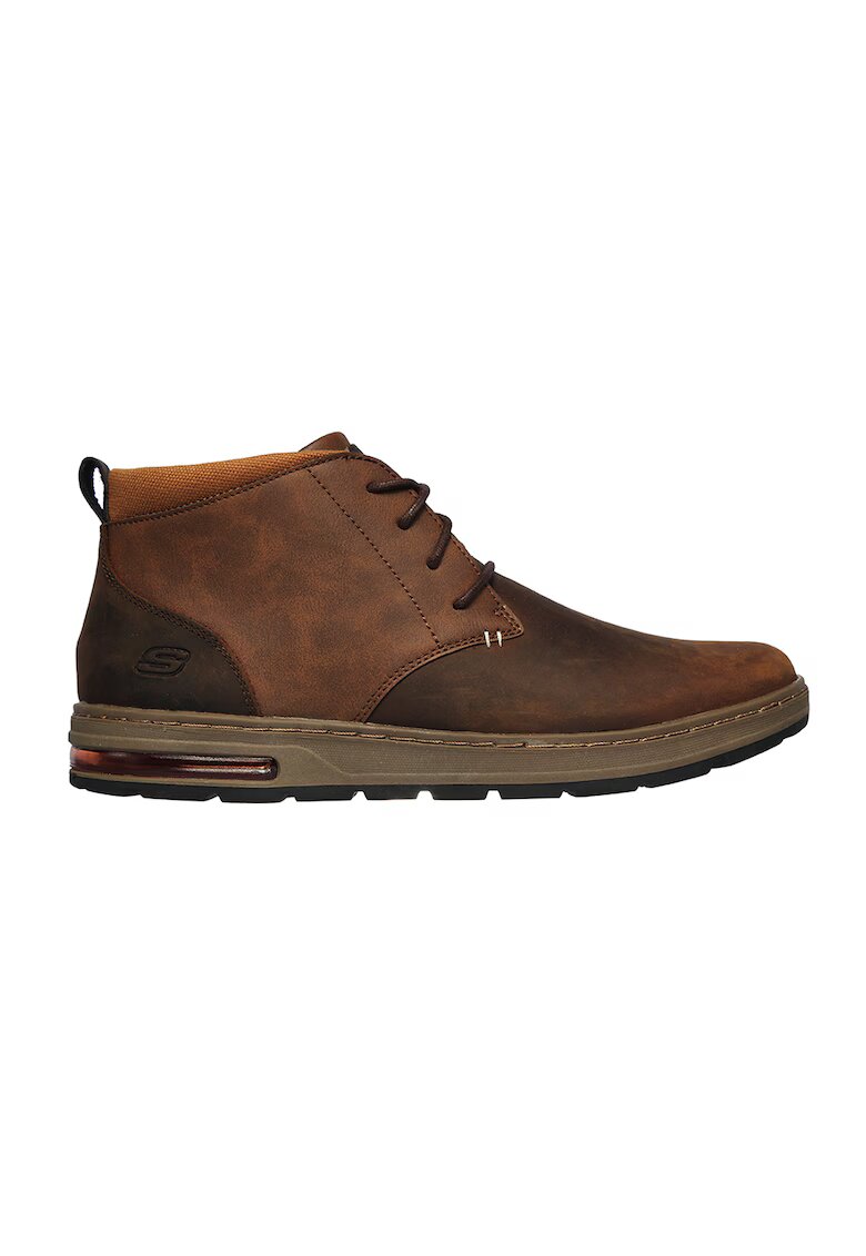 Skechers Ghete de piele cu insertii de piele ecologica Evenston-Renli - Maro
