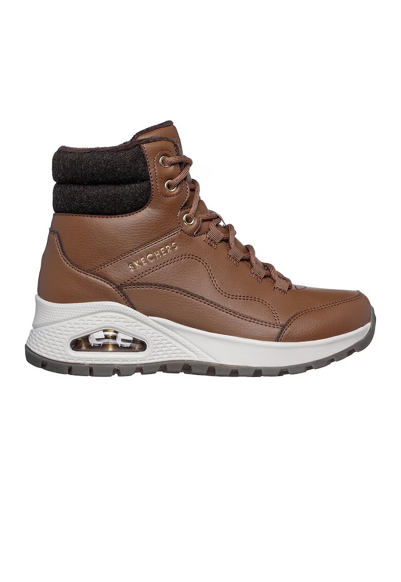 Skechers Ghete de piele ecologica cu garnitura de piele ecologica - Negru/Maro