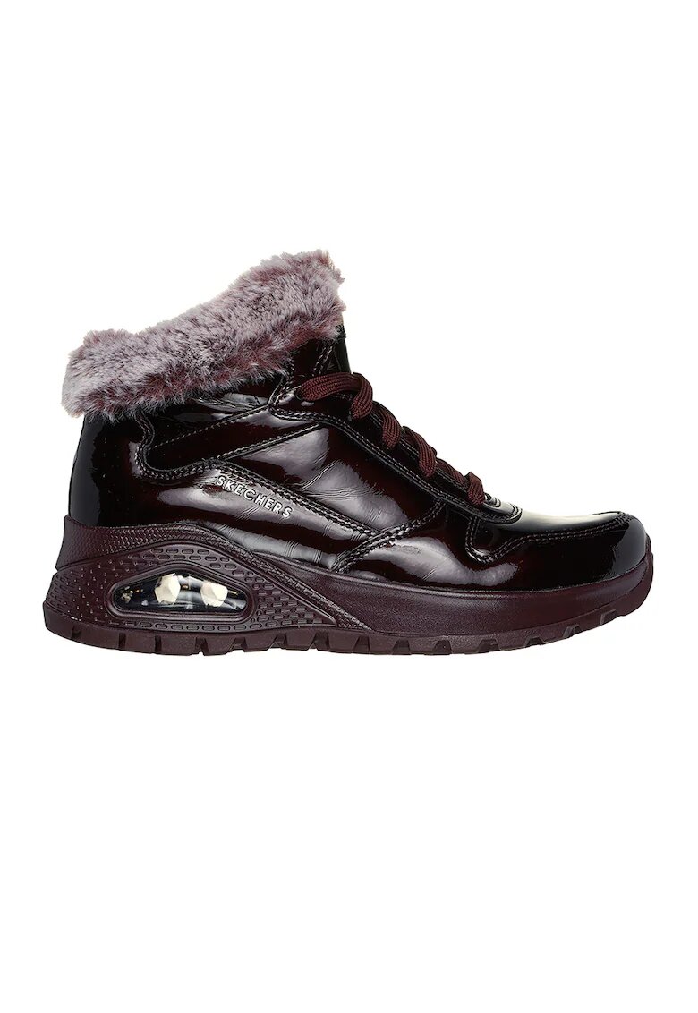 Skechers Ghete de piele ecologica lacuita cu garnitura de blana sintetica