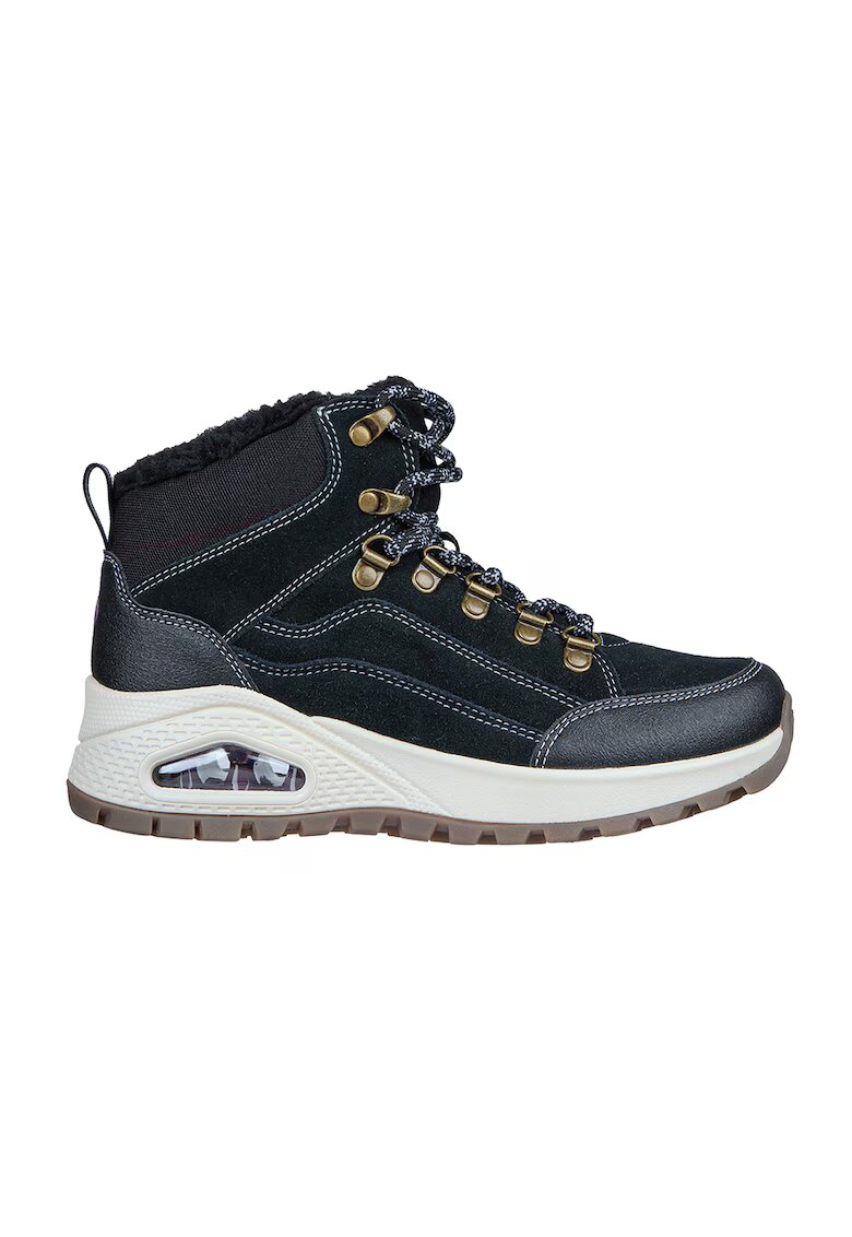 Skechers Ghete de piele intoarsa cu insertii din material textil si piele ecologica Uno Rugged-Winter Feels - Negru