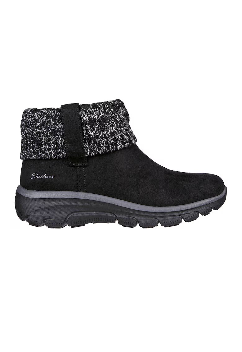Skechers Ghete de piele intoarsa ecologica cu garnituri textile Modern Comfort - Negru/Gri inchis