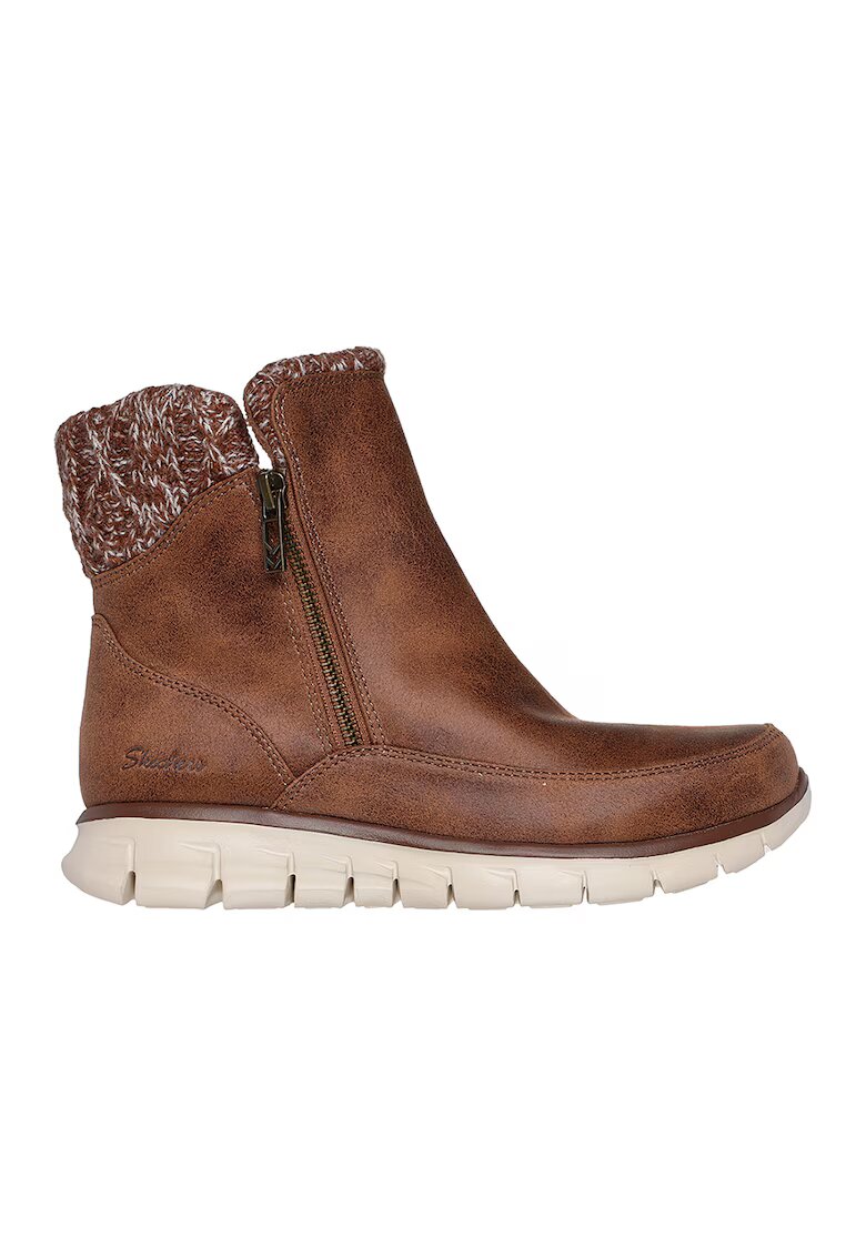 Skechers Ghete din piele ecologica cu fermoar Synergy Lovely Collab - Maro
