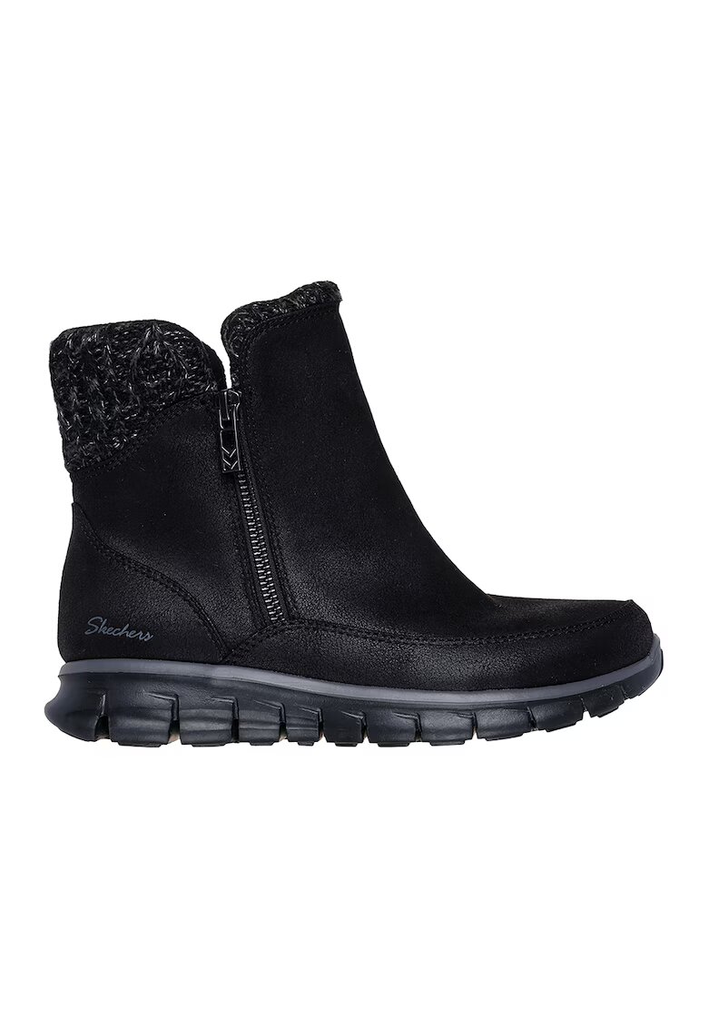 Skechers Ghete din piele ecologica cu fermoar Synergy Lovely Collab - Negru