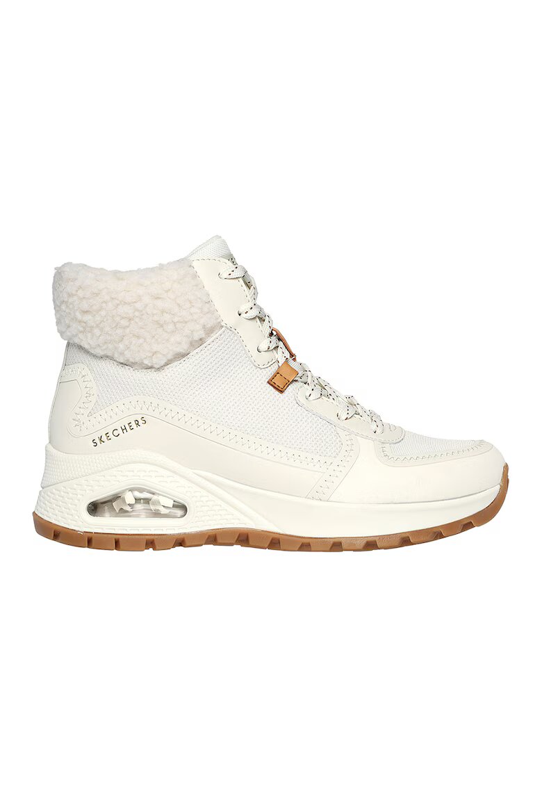 Skechers Ghete din piele ecologica cu fermoar Uno Rugged - Alb murdar