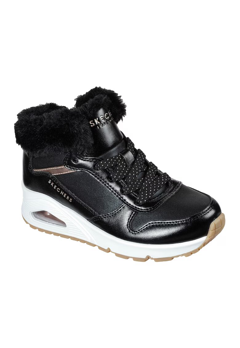 Skechers Ghete din piele ecologica Uno Cozy On Air - Negru