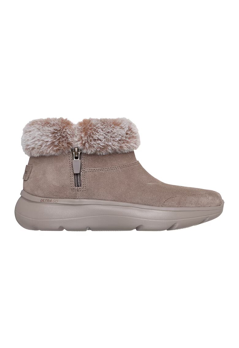 Skechers Ghete din piele intoarsa cu blana sintetica On The Go Encore - Bej