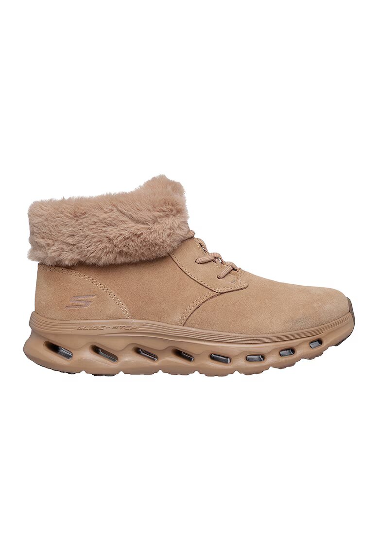 Skechers Ghete din piele intoarsa cu garnitura din blana sintetica Go Walk Glide 2.0 - Caramel