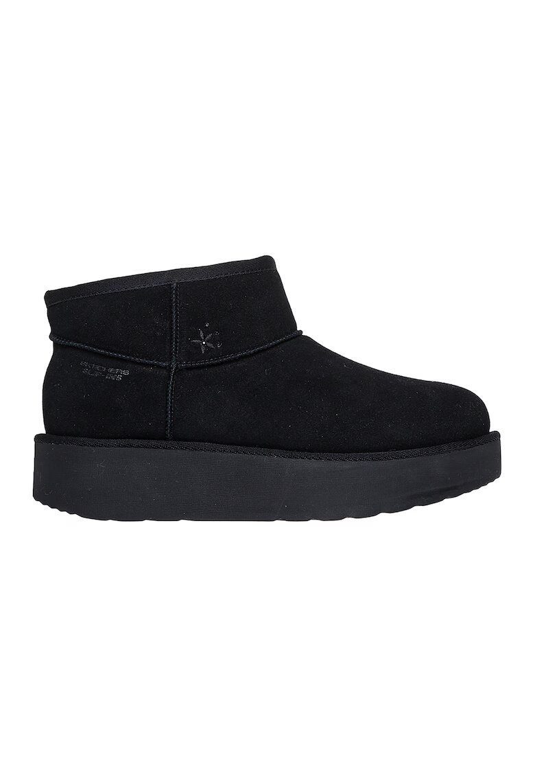 Skechers Ghete din piele intoarsa cu talpa plata Hero - Negru