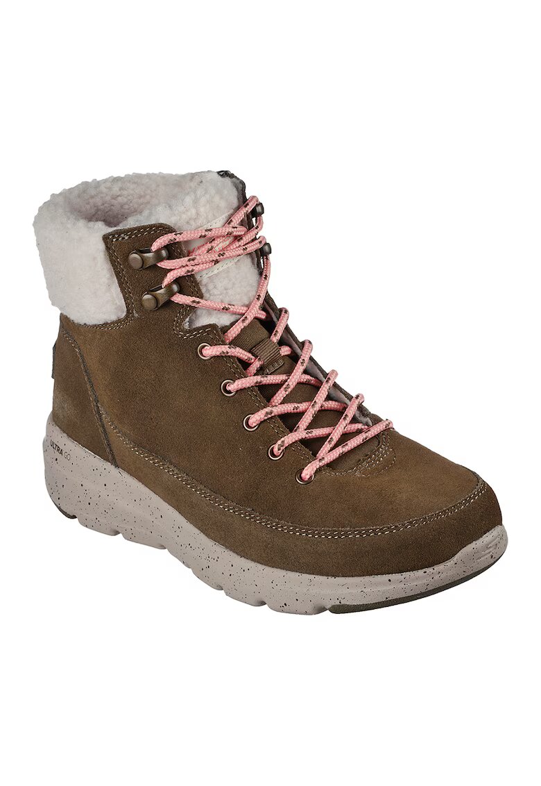 Skechers Ghete din piele intoarsa Glacial Ultra S - Kaki