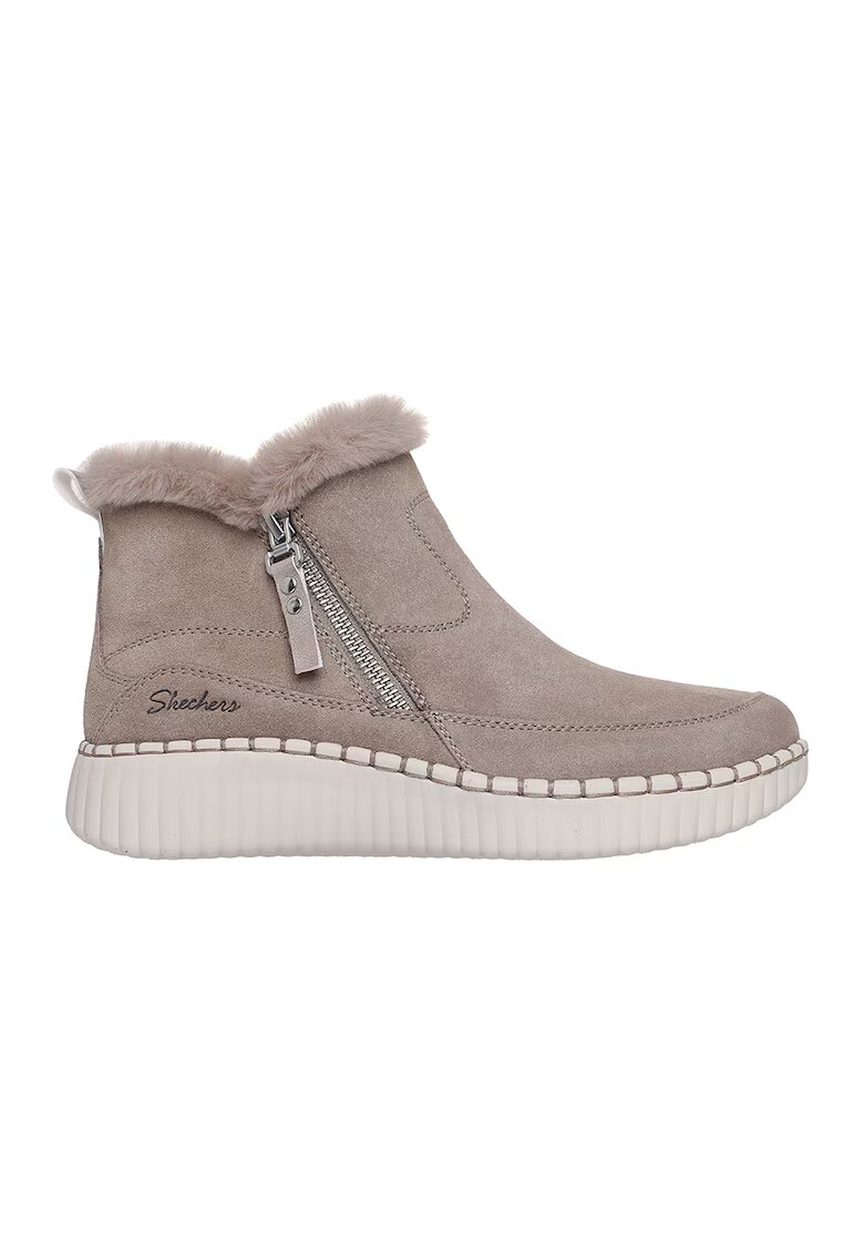 Skechers Ghete din piele intoarsa Wilshire Blvd cu talpa wedge - Bej