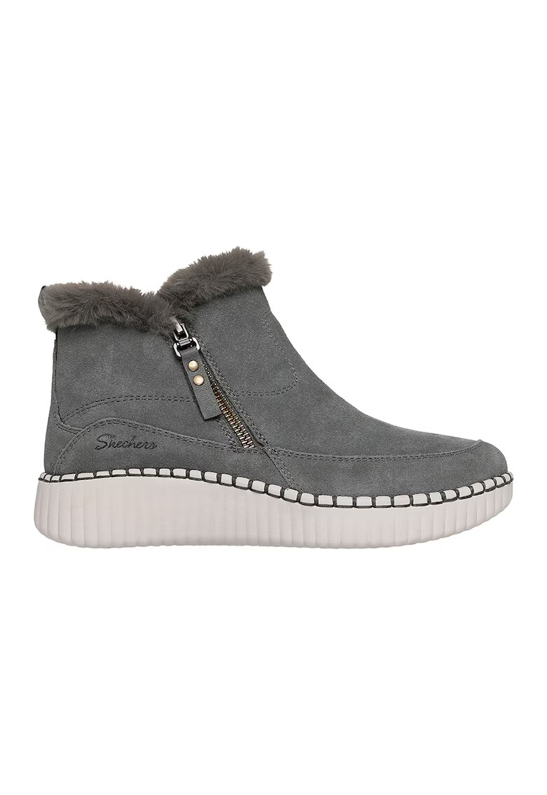 Skechers Ghete din piele intoarsa Wilshire Blvd cu talpa wedge - Gri