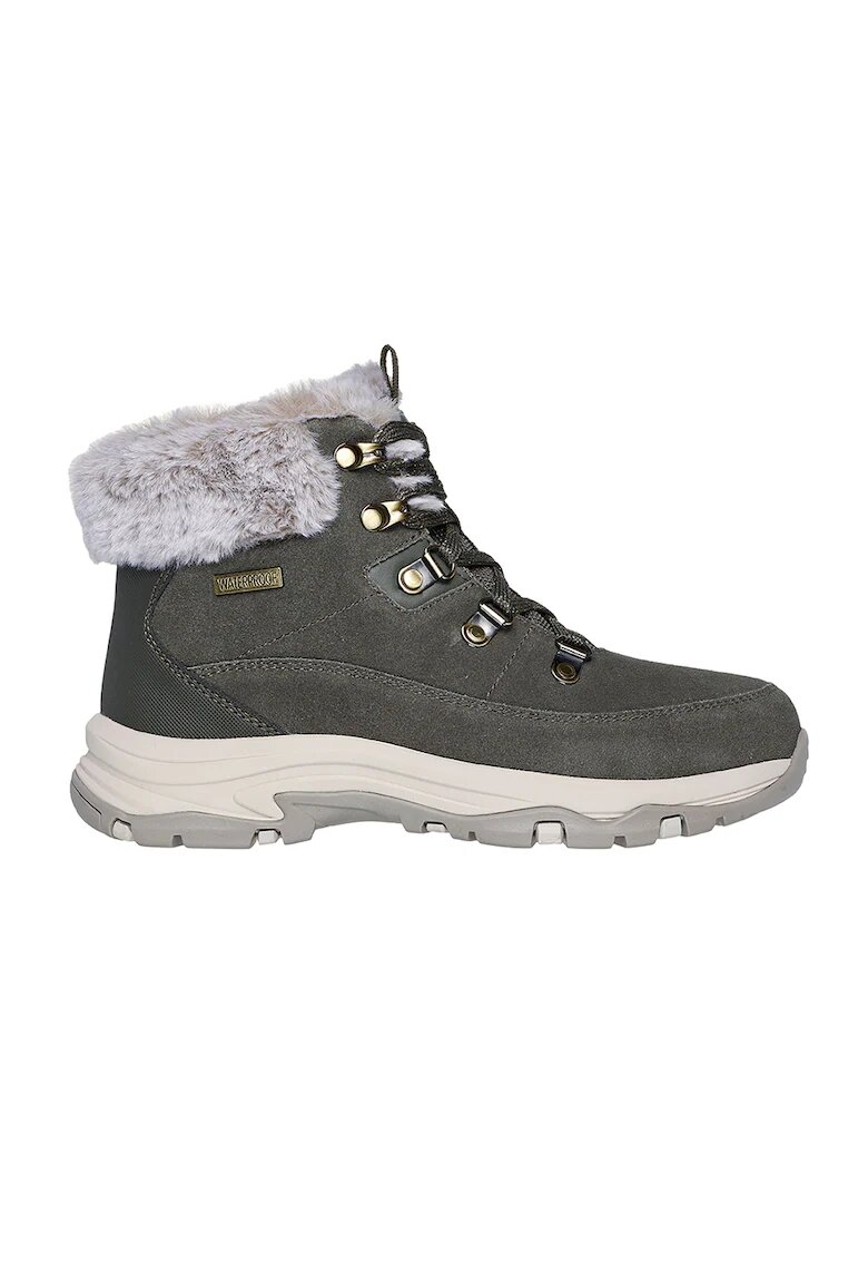 Skechers Ghete impermeabile cu garnitura de blana sintetica - Kaki