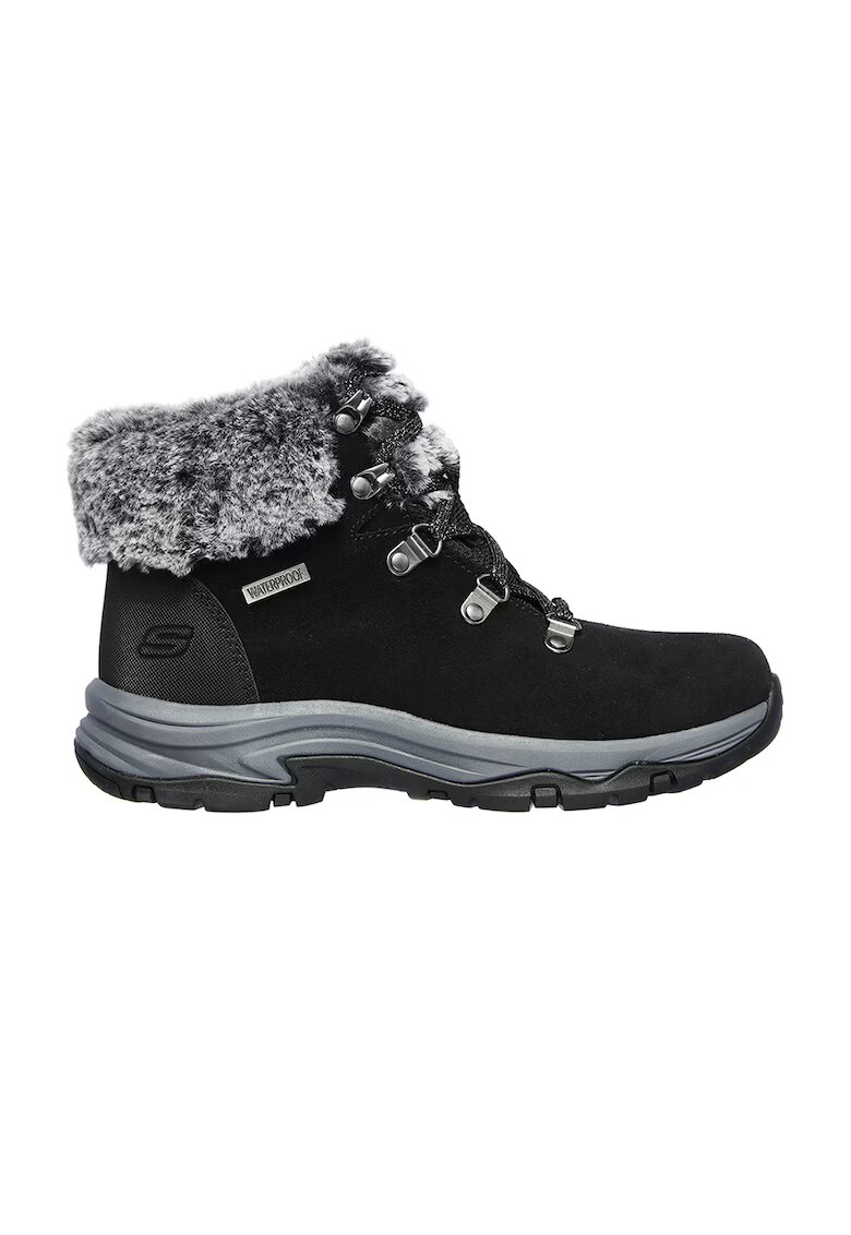 Skechers Ghete relaxed fit impermeabile din piele intoarsaTrego Falls Finest - Negru/Gri