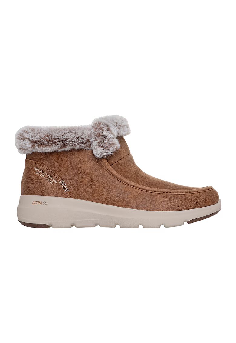 Skechers Ghete slip-ins cu blana sintetica Glacial Ultra Cozy Getaway - Caramel