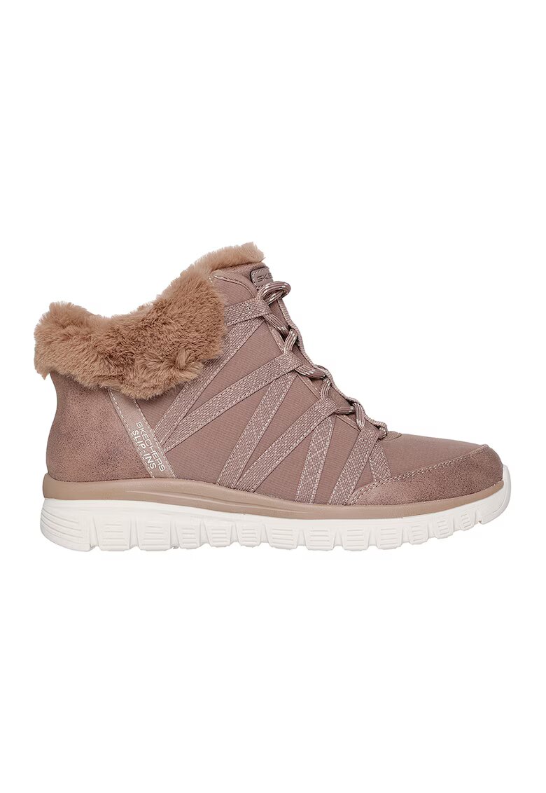 Skechers Ghete slip-ins cu garnitura de blana sintetica - Roz prafuit