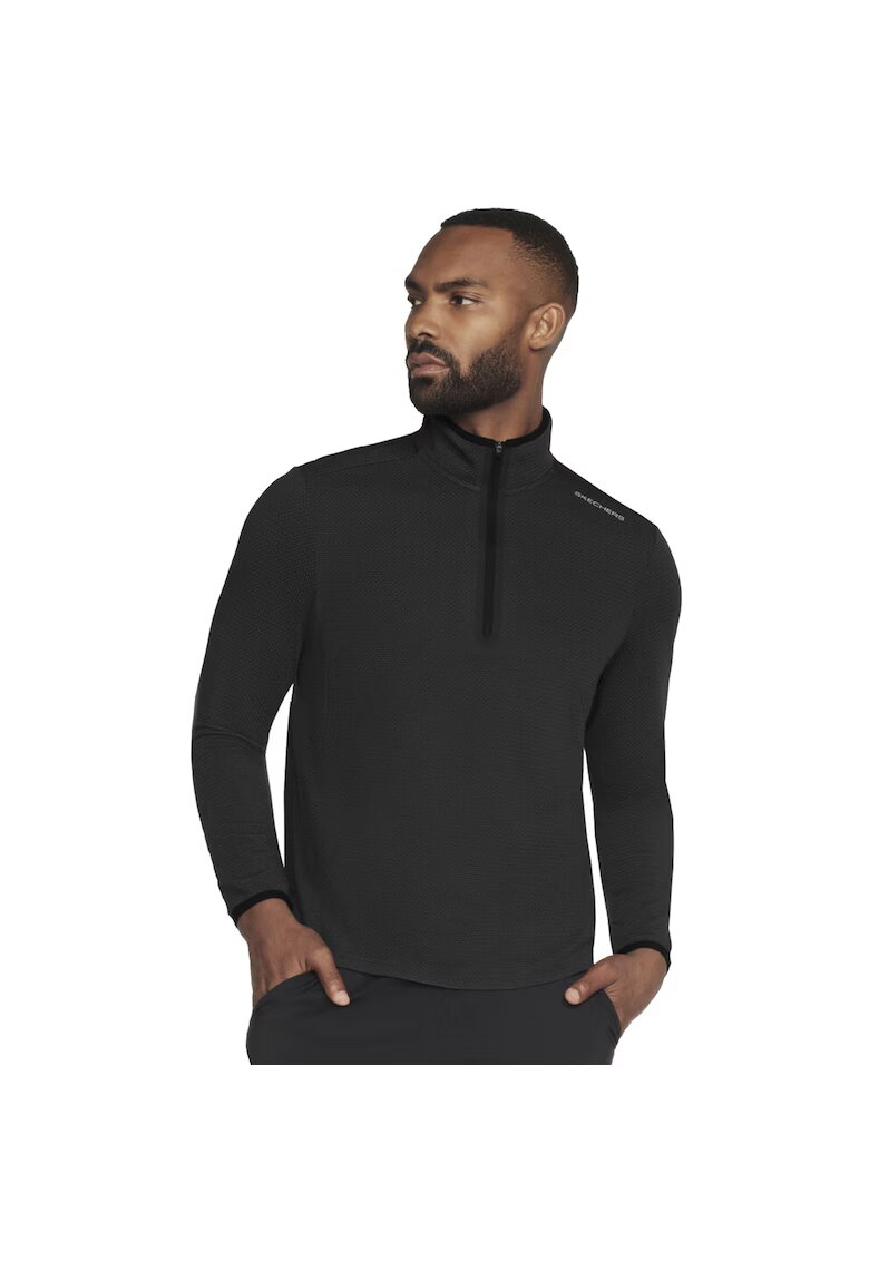 Skechers Hanorac pentru barbati - Skech-Knits Burst 1/4 Zip LT130-BLK - Negru - Negru