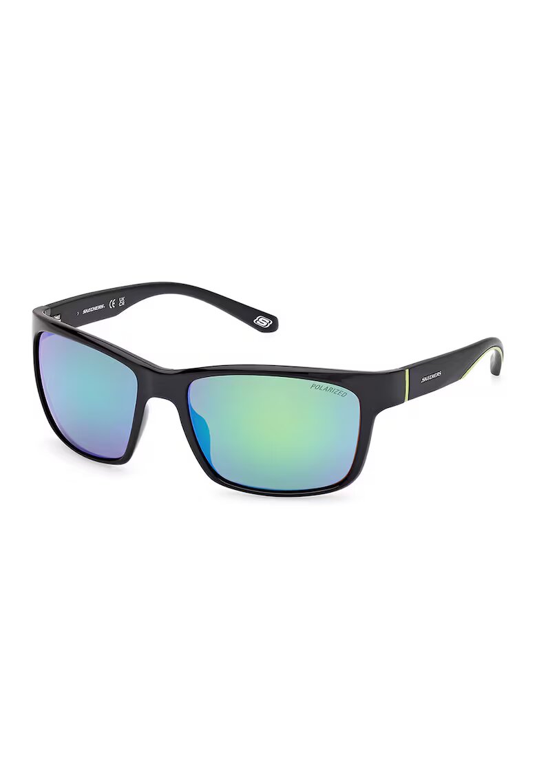 Skechers Ochelari de soare dreptunghiulari cu lentile polarizate - Negru