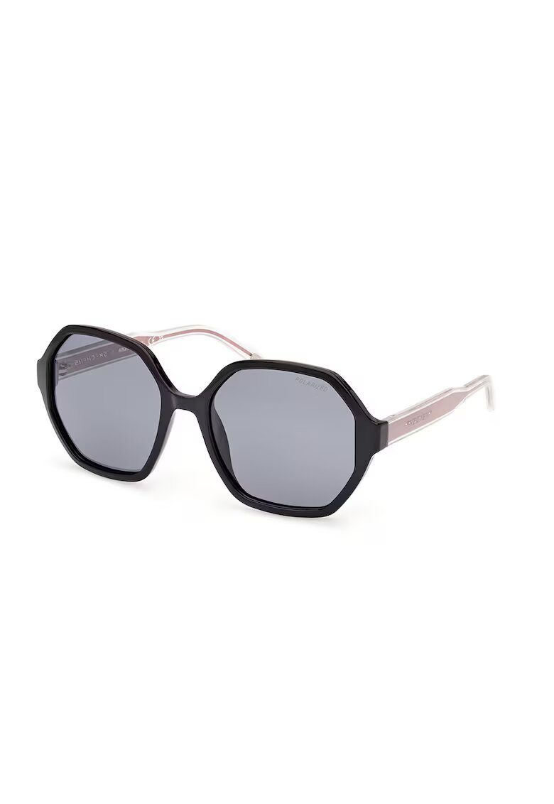 Skechers Ochelari de soare patrati cu lentile polarizate - Negru/Roz prafuit/Transparent