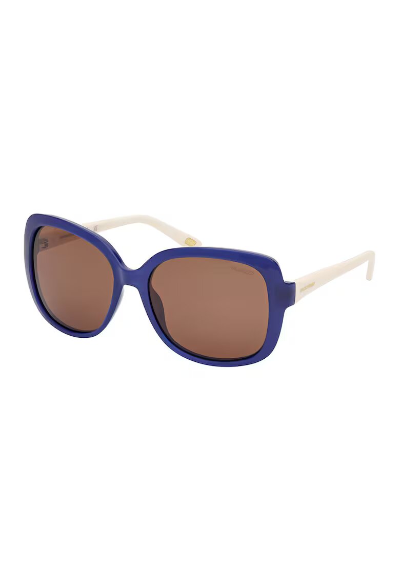 Skechers Ochelari de soare patrati supradimensionati cu lentile polarizate - Albastru/Crem
