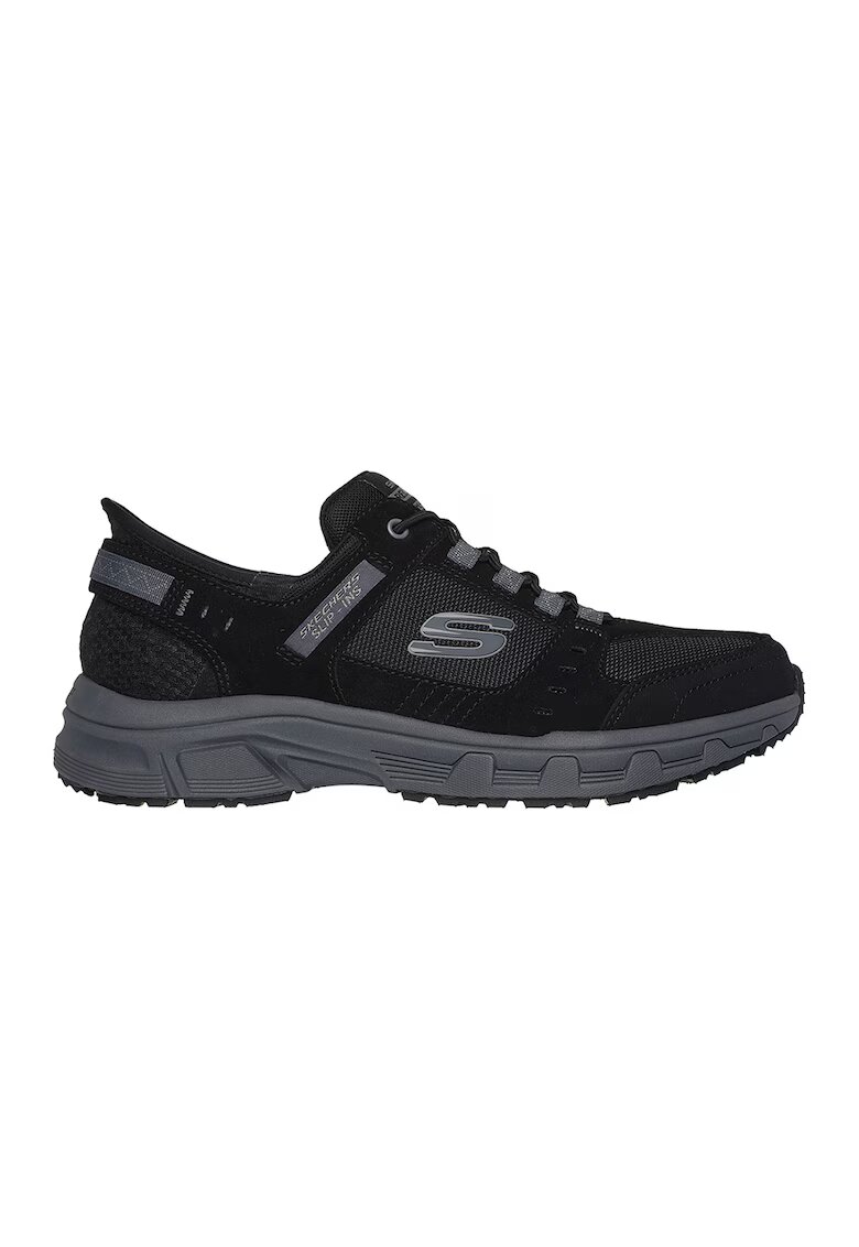 Skechers Pantofi Slip-Ins de plasa cu garnituri de piele intoarsa pentru drumetii Oak Canyon - Negru