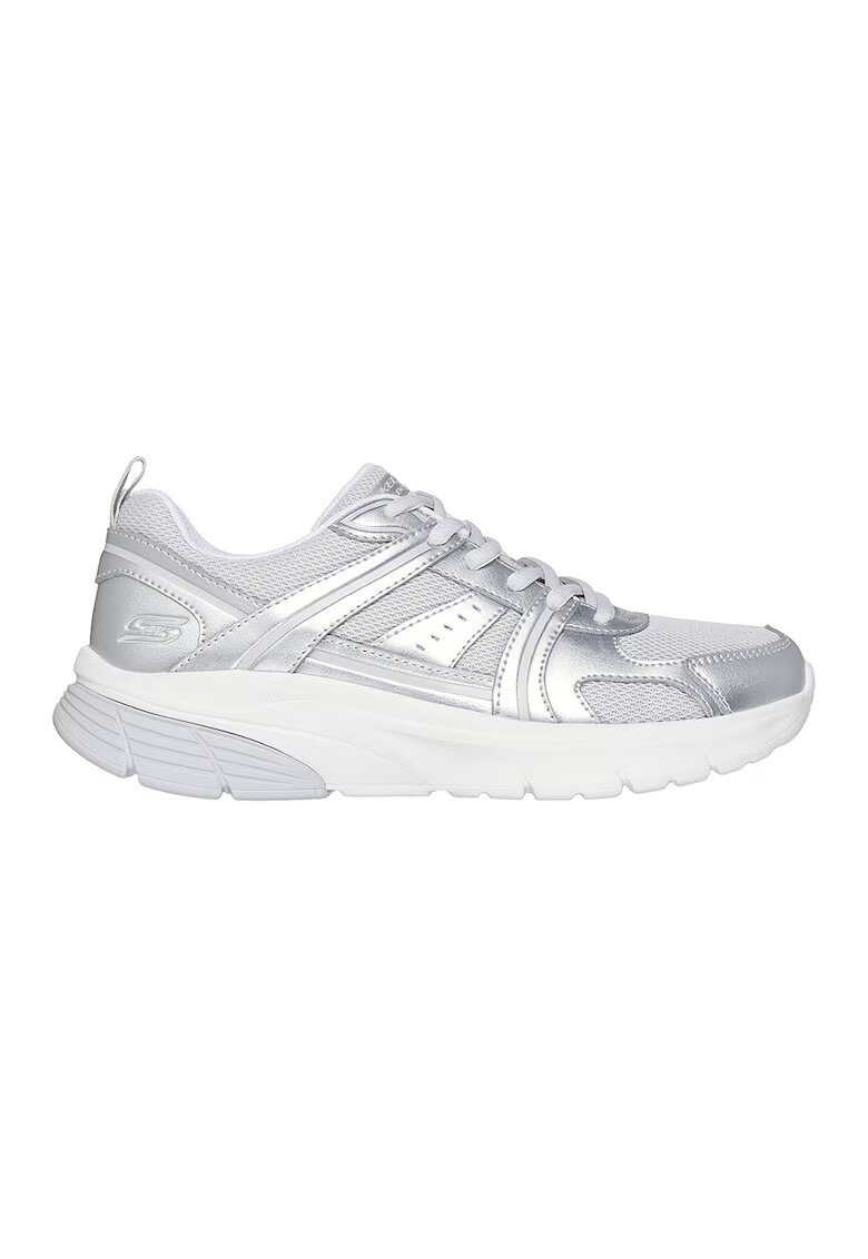 Skechers Pantofi sport Bobs Vamos de piele ecologica si plasa - Gri deschis/Argintiu