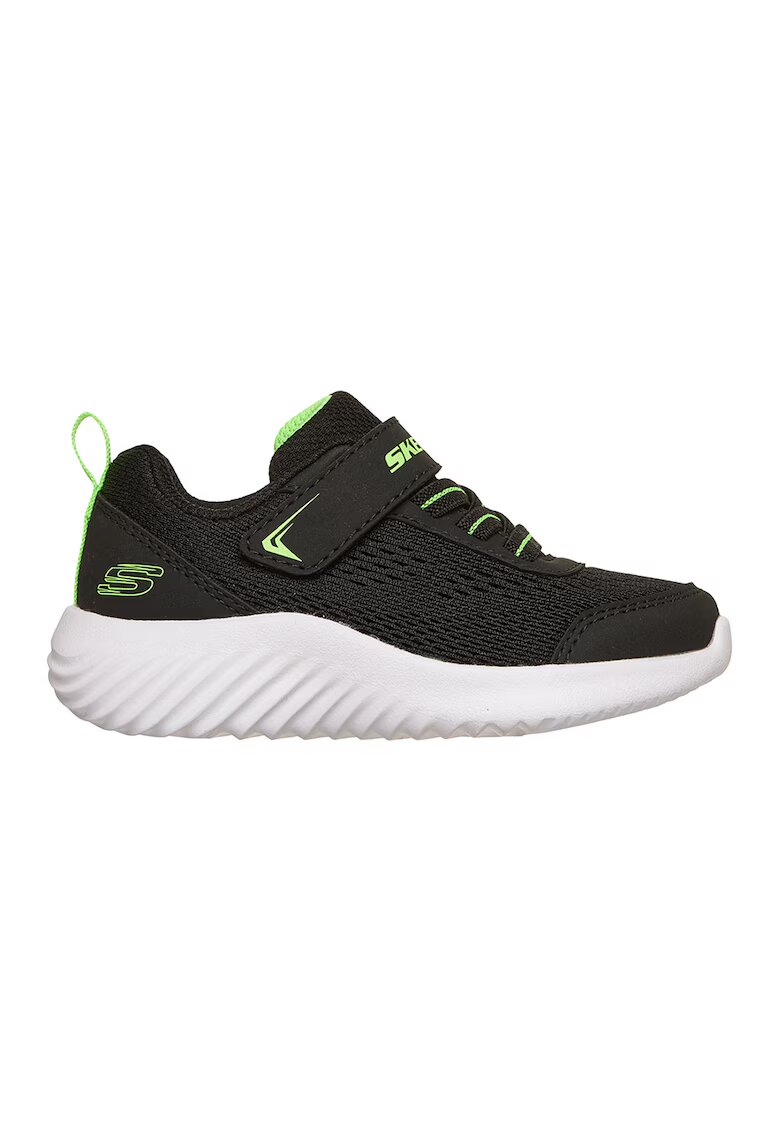 Skechers Pantofi sport Bouder-Quantarun din material textil cu velcro - Negru/Verde lime