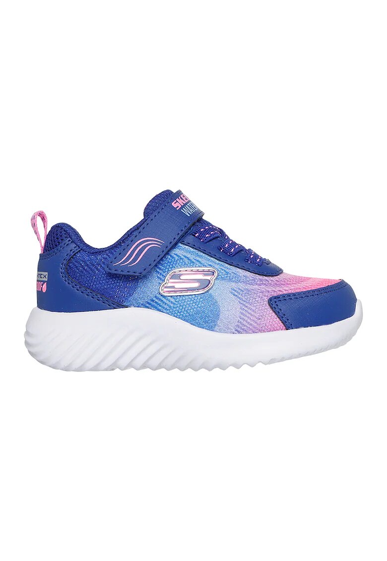 Skechers Pantofi sport Bounder cu velcro si insertii de piele ecologica - Albastru inchis/Roz deschis