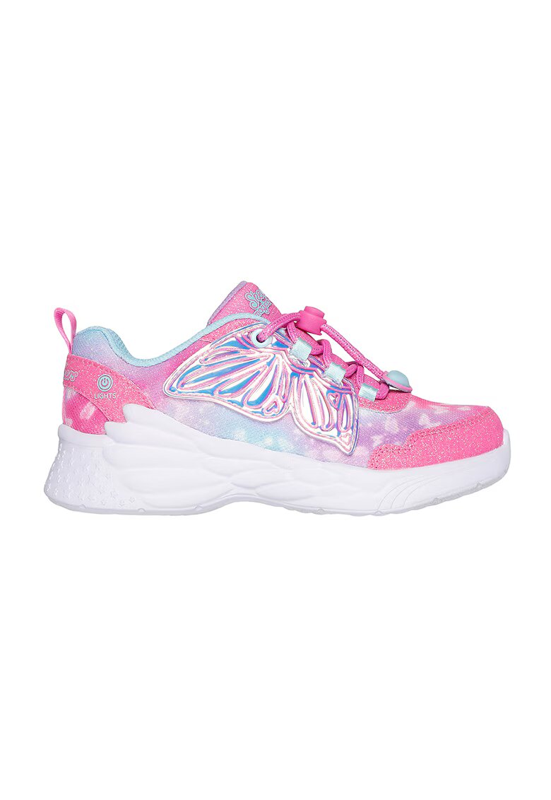 Skechers Pantofi sport cu aspect stralucitor si LED-uri Dream Racer - Roz/Albastru deschis