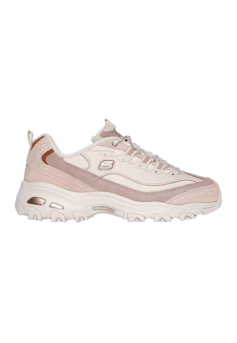 Skechers Pantofi sport cu garnituri de piele intoarsa D'Lites - Roz prafuit
