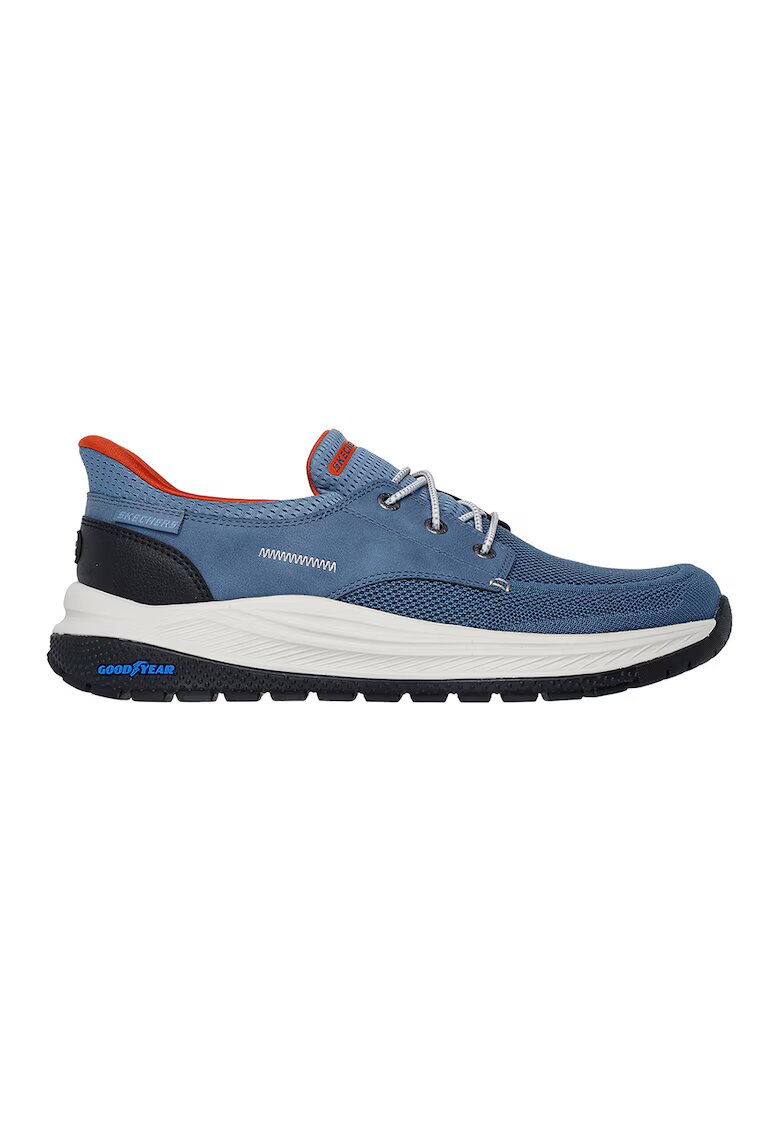 Skechers Pantofi sport cu garnituri din piele ecologica Maroe Alden Slip-Ins - Albastru prafuit