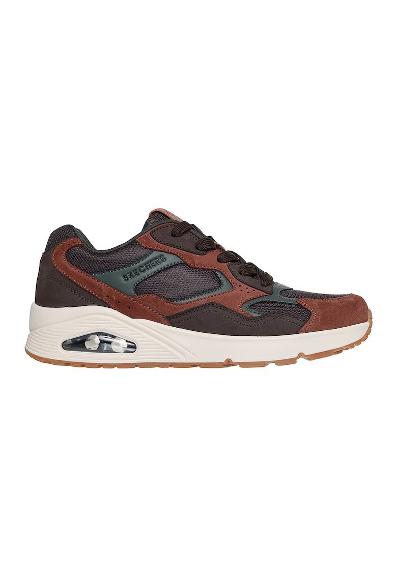 Skechers Pantofi sport cu garnituri din piele intoarsa Uno Livin On Air - Maro inchis/Maro