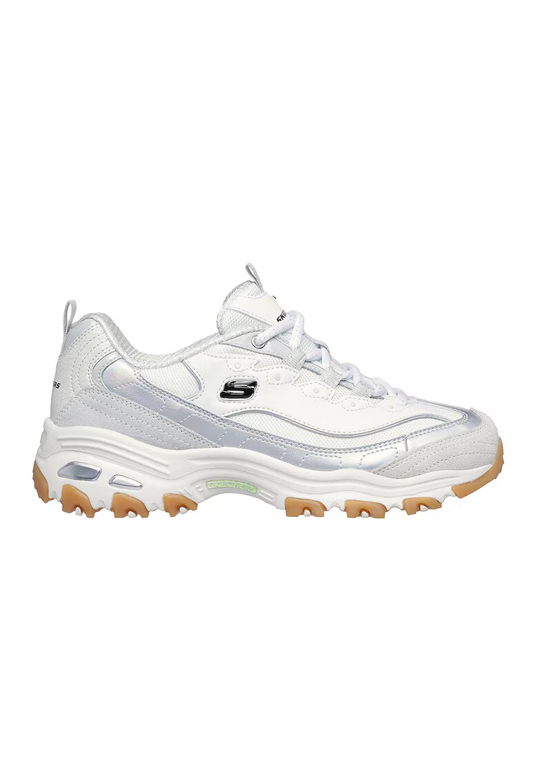 Skechers Pantofi sport cu garnituri din plasa D'Lites Dazzling Shine - Alb/Gri deschis