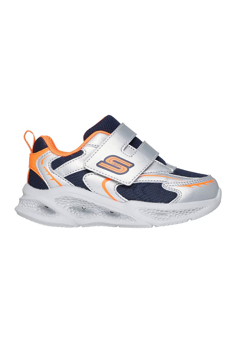 Skechers Pantofi sport cu inchidere velcro Meteor Lights Glow - Portocaliu/Argintiu