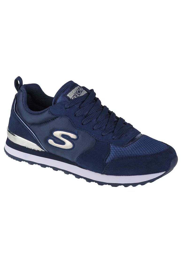 Skechers Pantofi sport cu insertii din piele intoarsa - WIDE FIT - Albastru