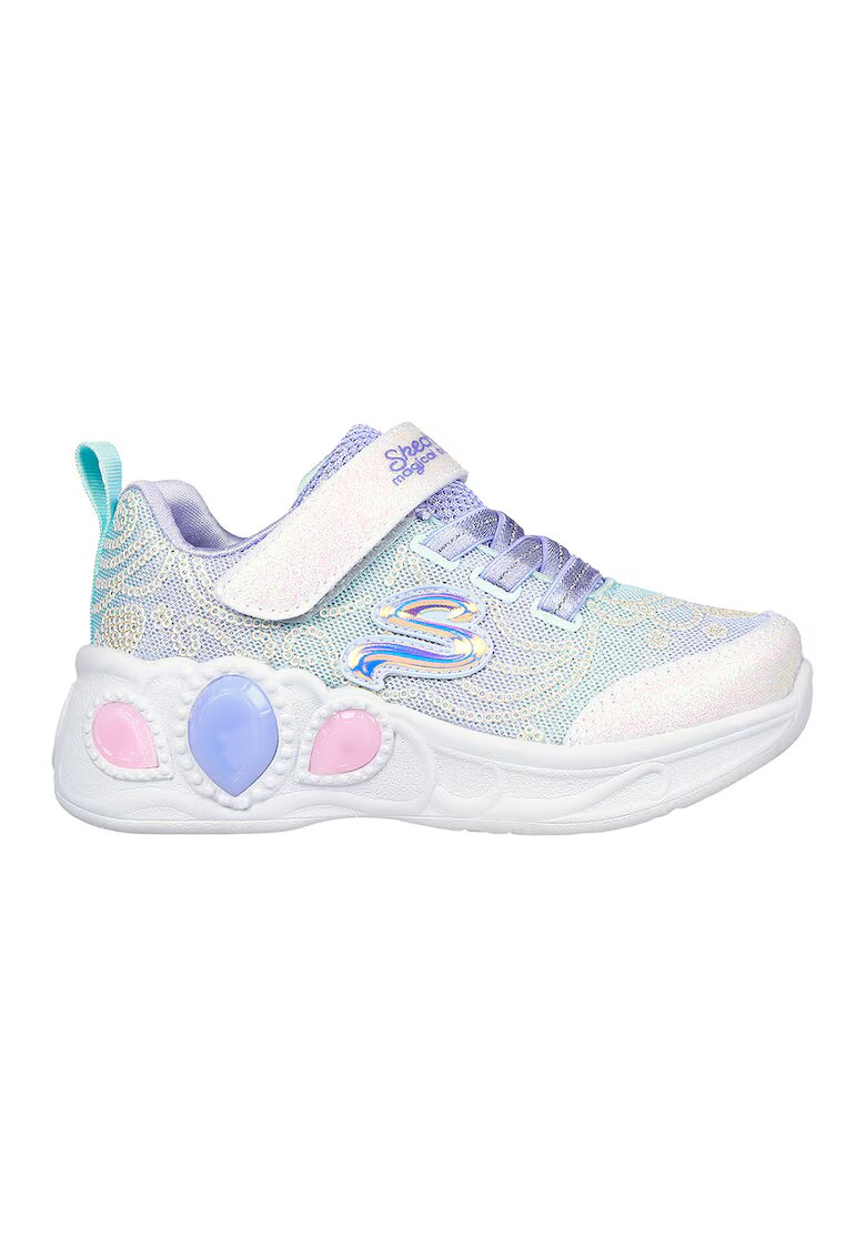 Skechers Pantofi sport cu LED-uri Princess Wishes - Alb/Lila/Verde menta
