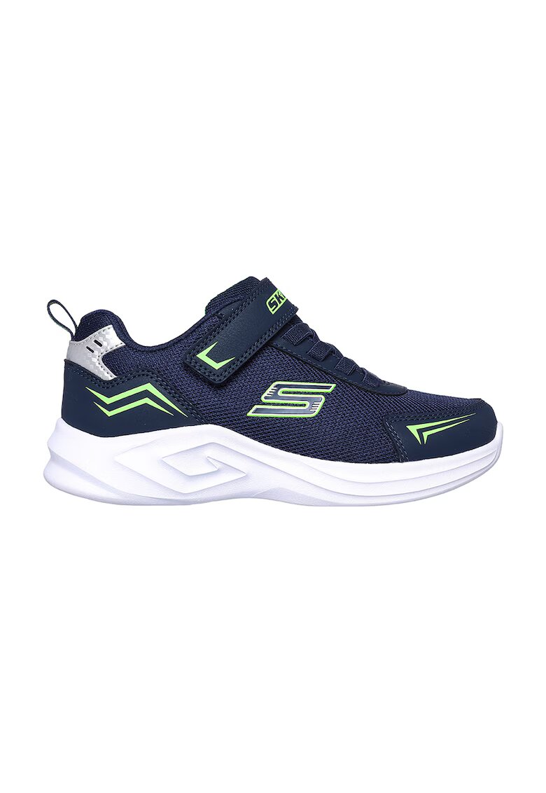Skechers Pantofi sport cu logo si velcro Mazematics - Albastru ultramarin/Verde lime