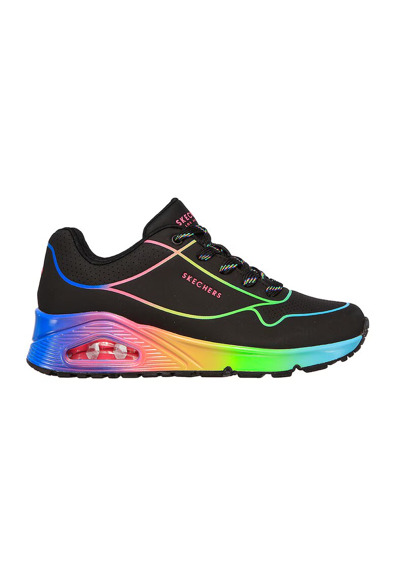 Skechers Pantofi sport cu talpa wedge ascunsa Uno Pop of Sunshine - Verde/Negru/Roz