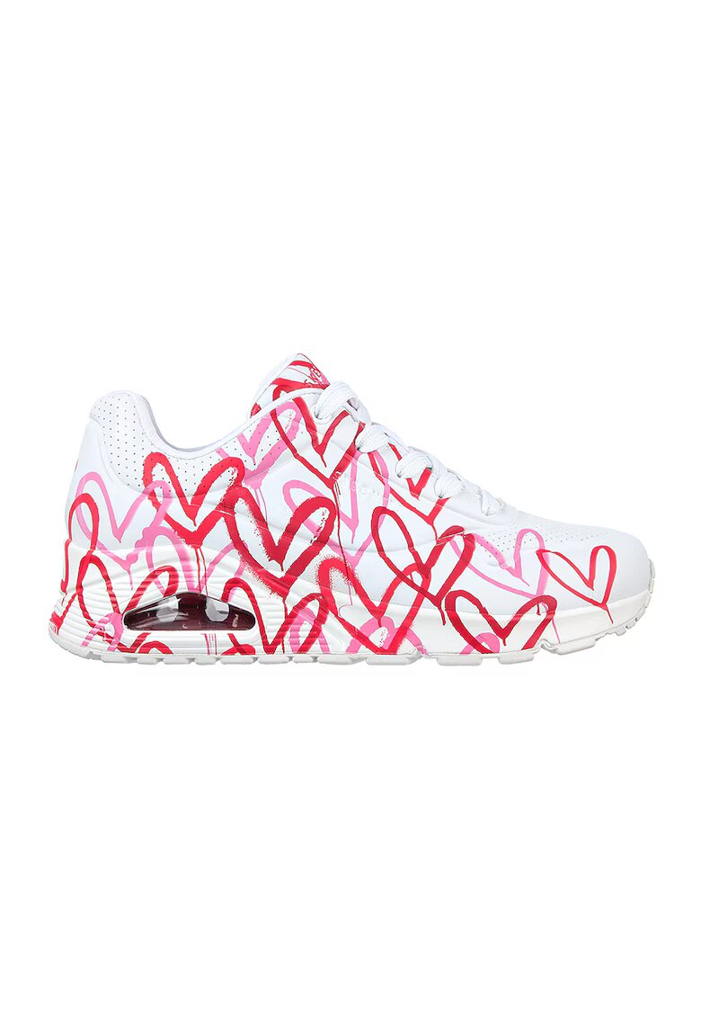 Skechers Pantofi sport cu talpa wedge Uno Spread The Love - Rosu/Alb/Roz