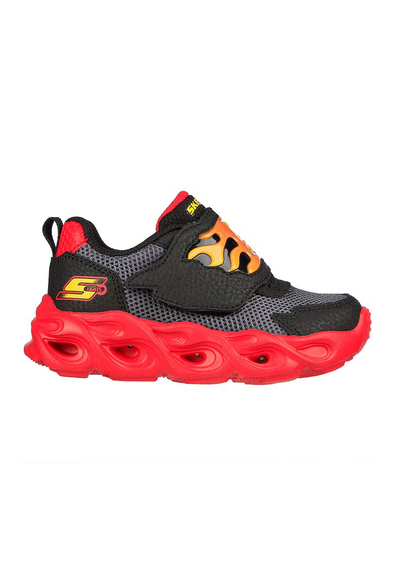 Skechers Pantofi sport cu velcro si LED-uri Thermo-Flash - Flame - Rosu/Negru
