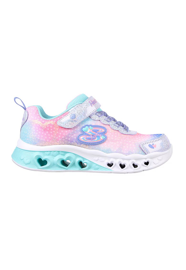 Skechers Pantofi sport cu velcro si model colorblock Flutter Heart Lights - Multicolor