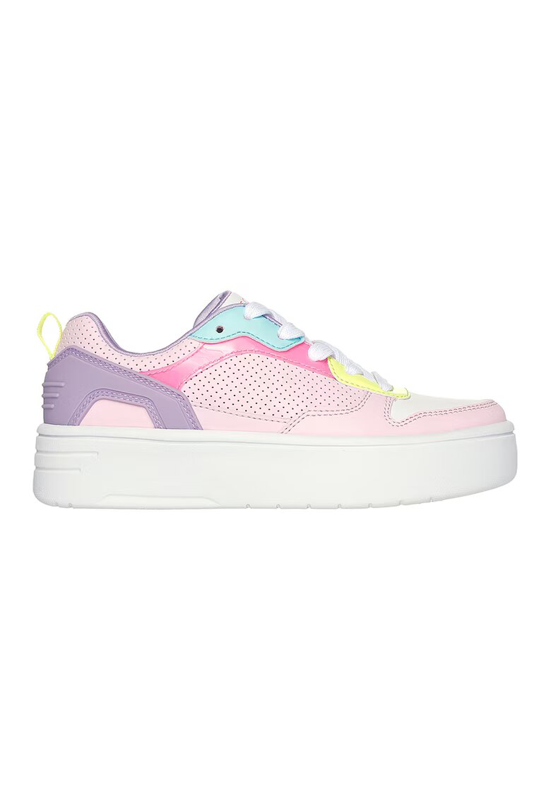 Skechers Pantofi sport de piele ecologica - Alb/Roz