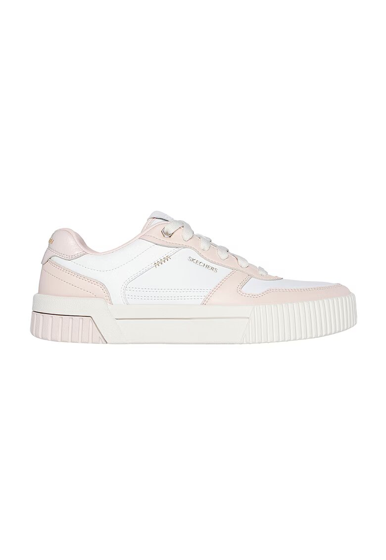 Skechers Pantofi sport de piele ecologica cu logo - Alb/Roz pal