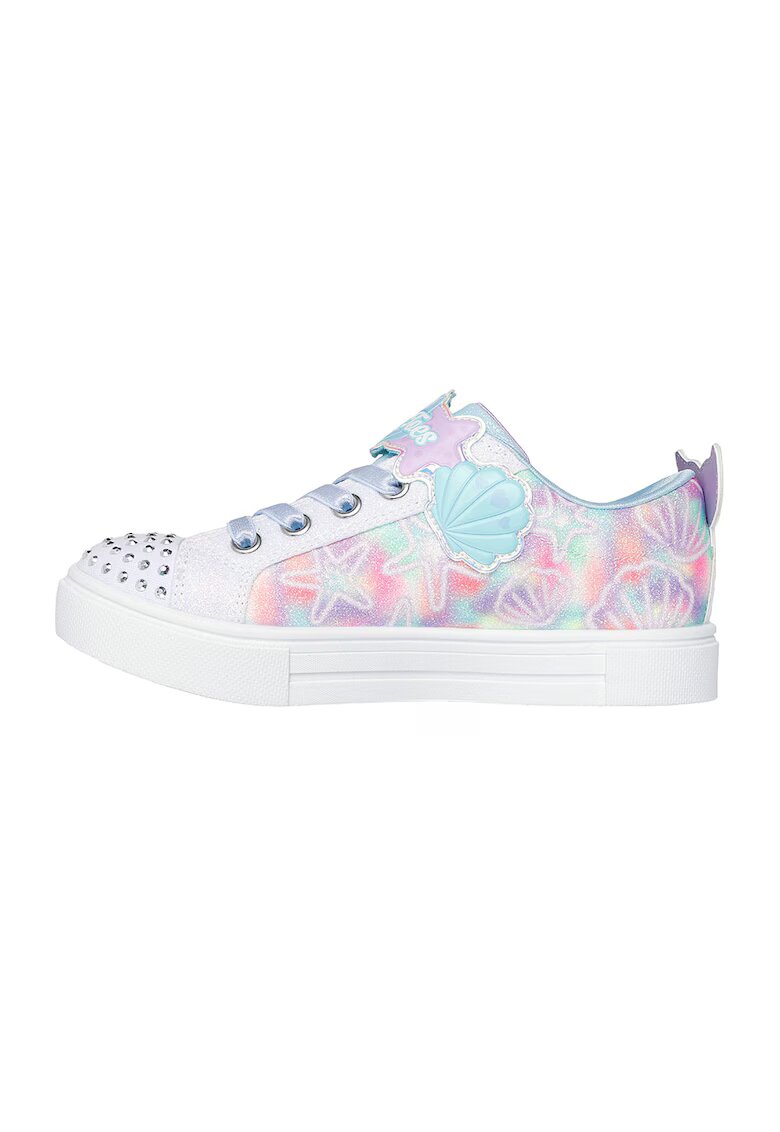 Skechers Pantofi sport de piele ecologica cu model grafic - Alb/Roz/Albastru